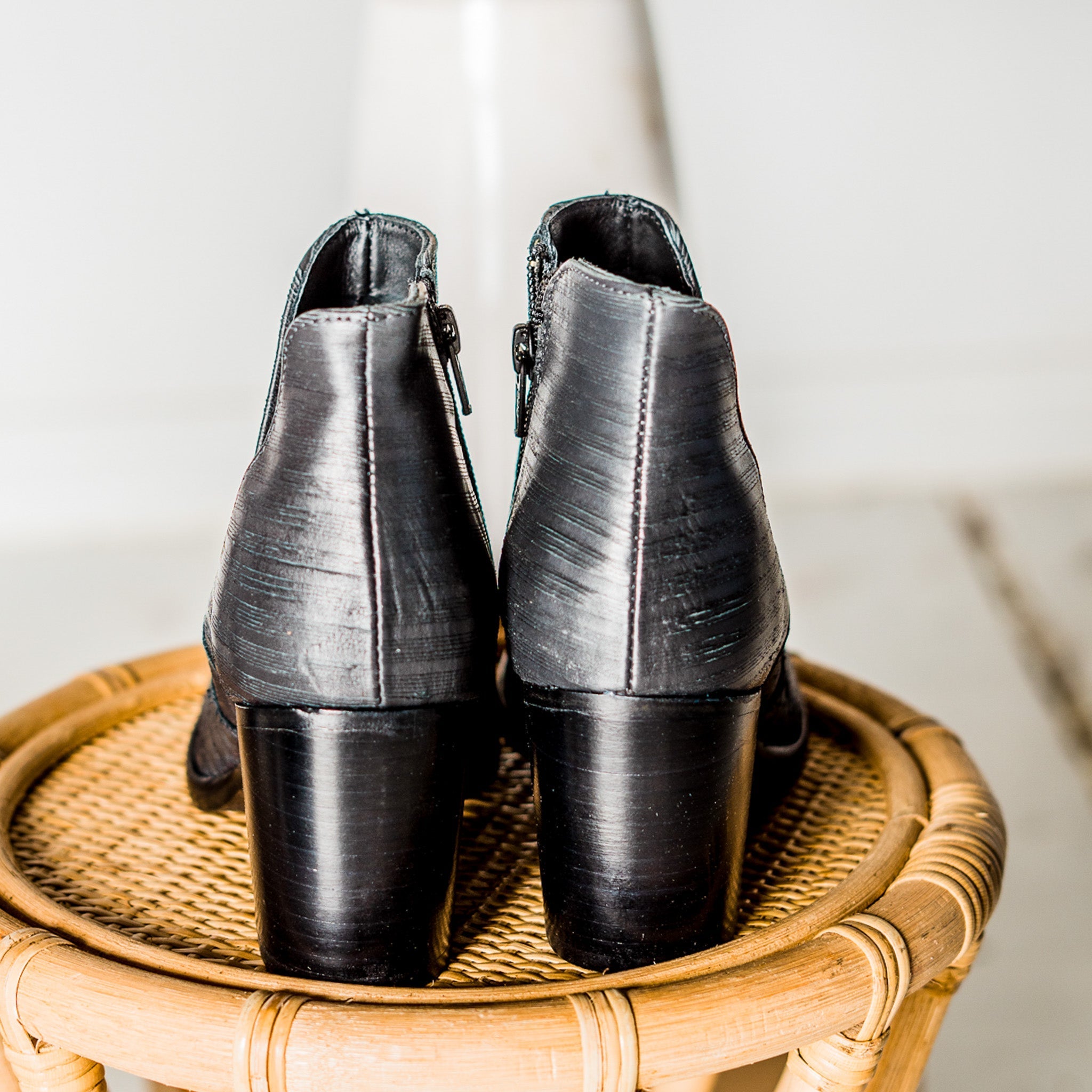 Blurred Lines Ankle Boot Black Leather Handmade In Portugal