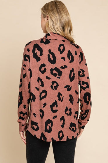 BOMBOM Animal Print Button Up Knit Shacket for Women - Love Salve 