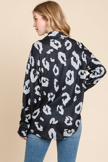 BOMBOM Animal Print Button Up Knit Shacket for Women - Love Salve 