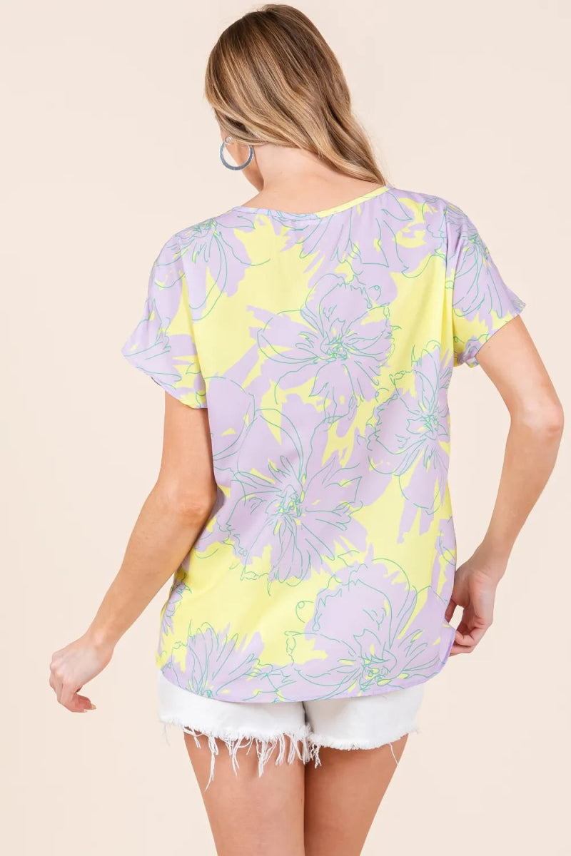 BOMBOM Floral Short Sleeve T-Shirt for Casual Chic Style - Love Salve 