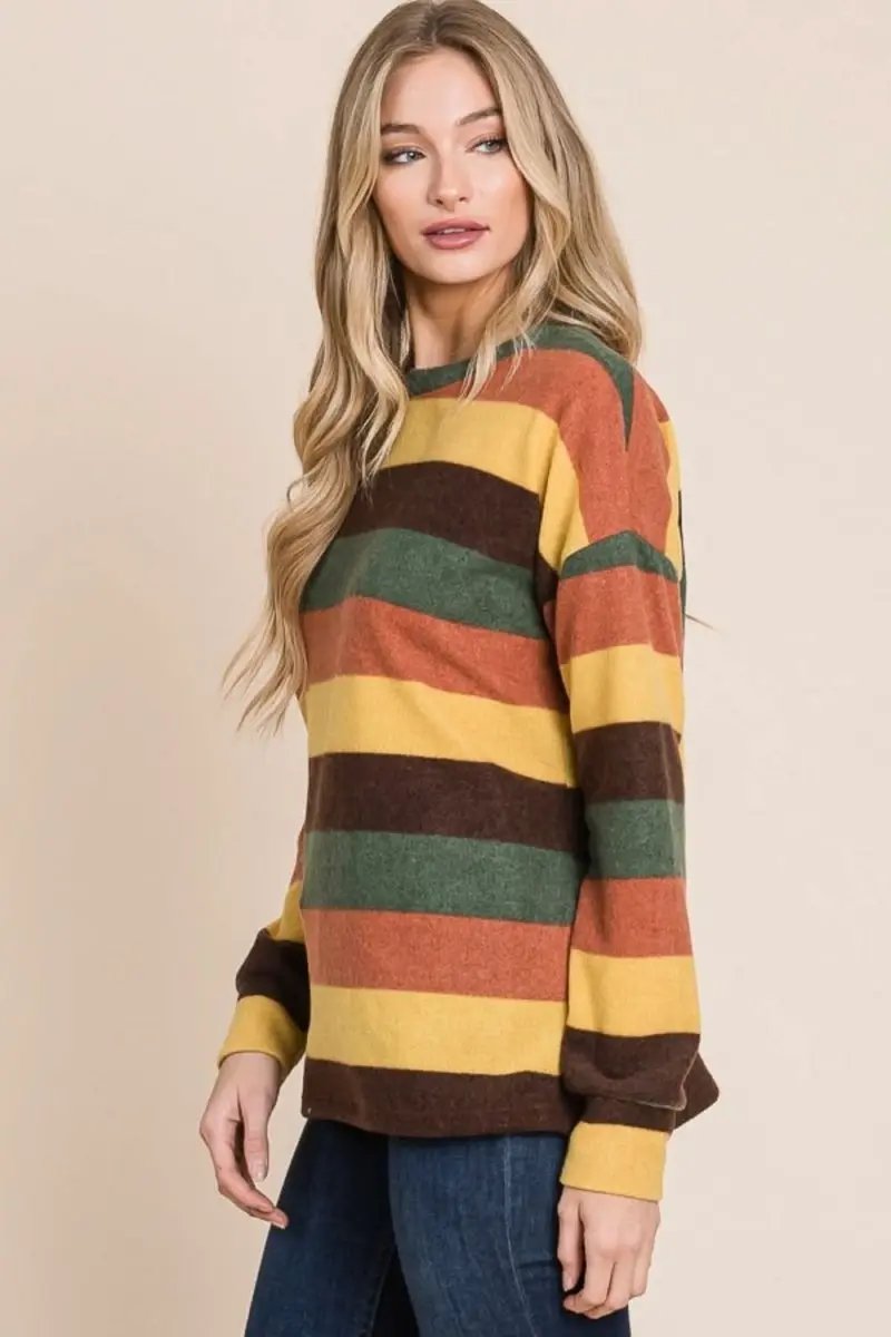 BOMBOM Multi-Color Striped Knit Top - Love Salve 