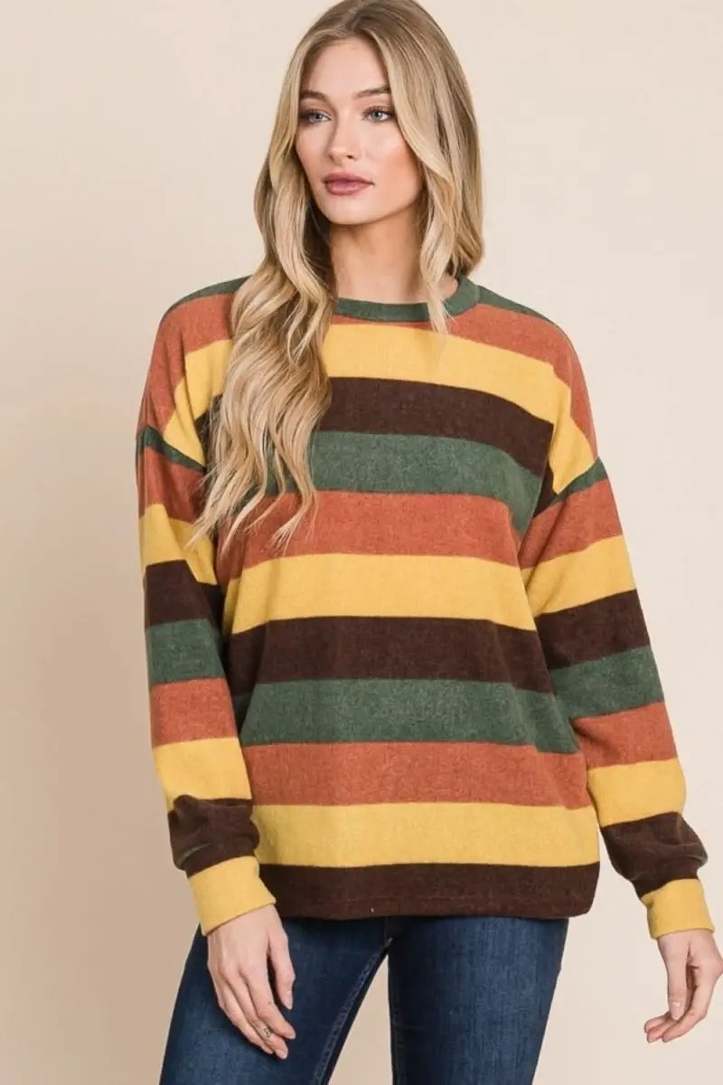 BOMBOM Multi-Color Striped Knit Top - Love Salve 