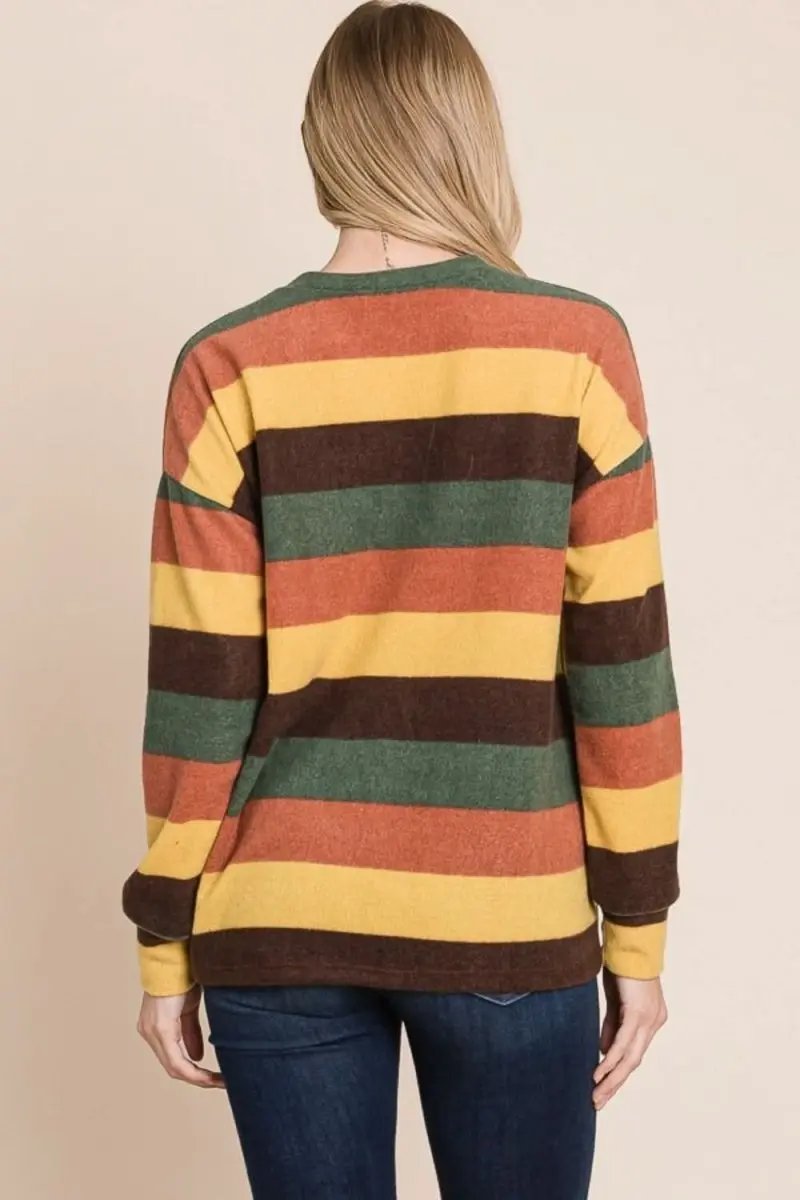 BOMBOM Multi-Color Striped Knit Top - Love Salve 