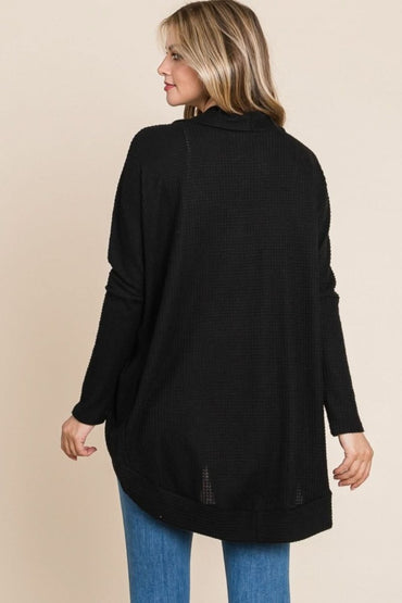 BOMBOM Open Front Waffle Knit Cocoon Cardigan - Love Salve