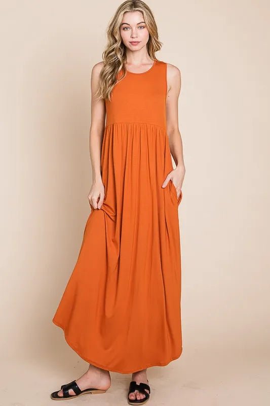 BOMBOM Sleeveless Maxi Dress with Pockets for Women - Love Salve