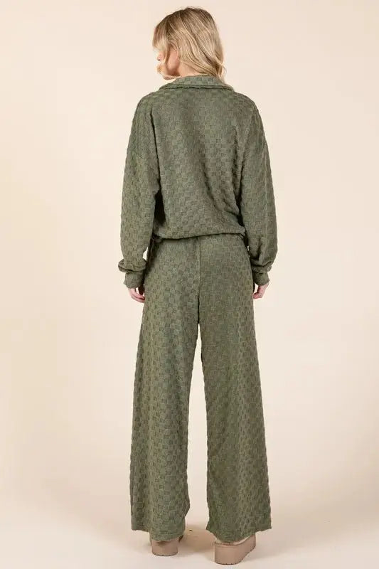 BOMBOM Tied Checkered Wide Leg Pants for Trendy Style - Love Salve 