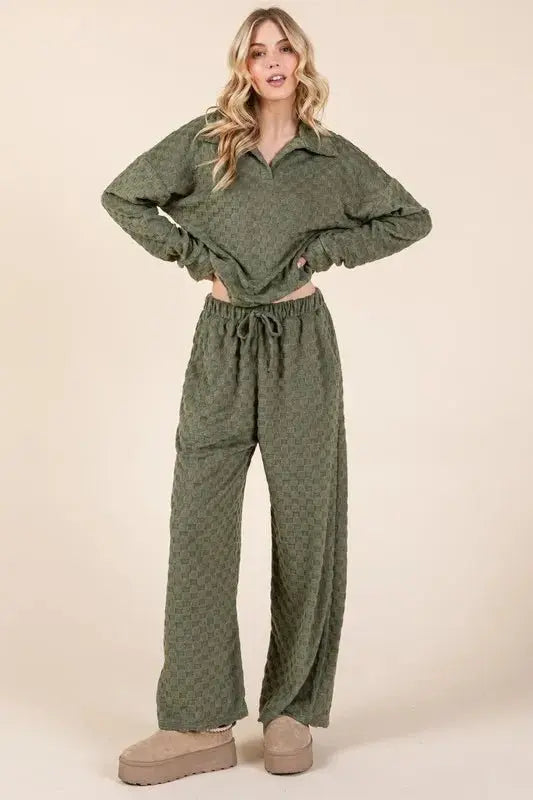 BOMBOM Tied Checkered Wide Leg Pants for Trendy Style - Love Salve 