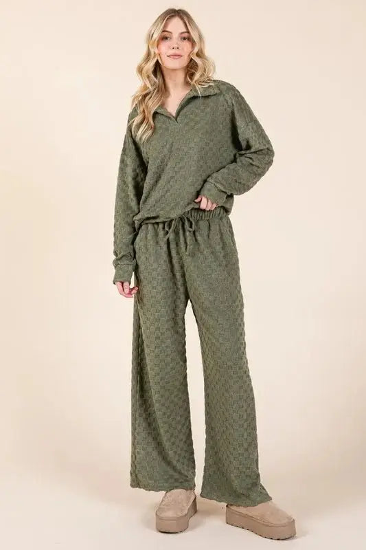 BOMBOM Tied Checkered Wide Leg Pants for Trendy Style - Love Salve 