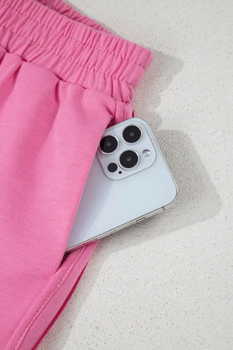 Bonbon Color Block Stripes Elastic High Waist Active Shorts - Love Salve 