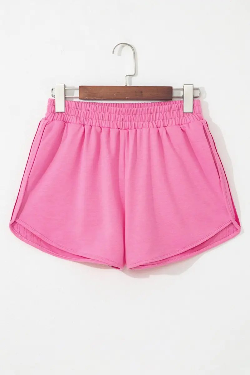 Bonbon Color Block Stripes Elastic High Waist Active Shorts - Love Salve 