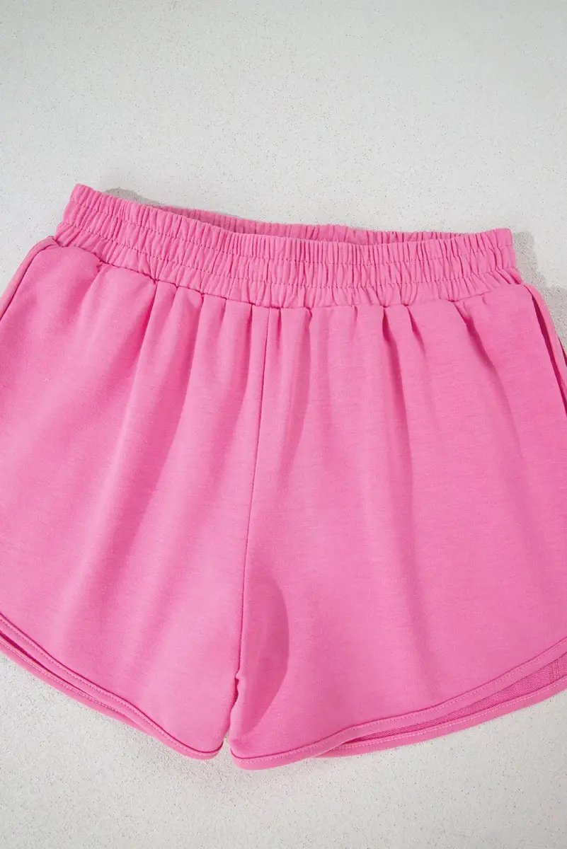 Bonbon Color Block Stripes Elastic High Waist Active Shorts - Love Salve 