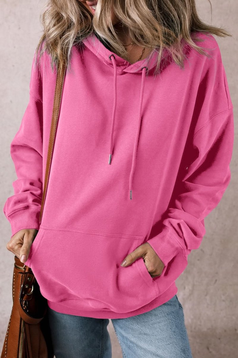 Bonbon Fleece Lined Kangaroo Pocket Drawstring Chunky Hoodie - Love Salve 