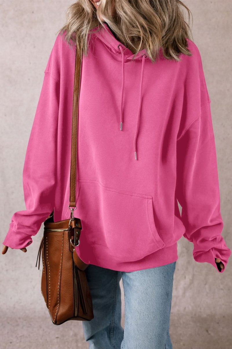 Bonbon Fleece Lined Kangaroo Pocket Drawstring Chunky Hoodie - Love Salve 