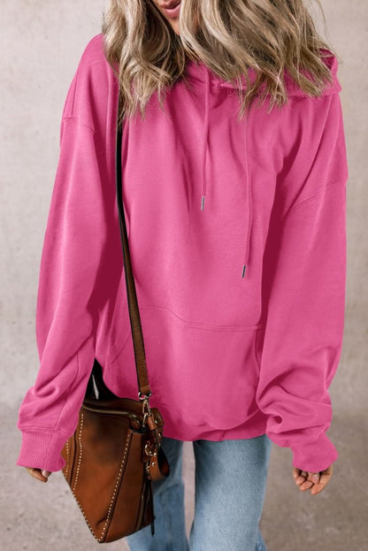 Bonbon Fleece Lined Kangaroo Pocket Drawstring Chunky Hoodie - Love Salve 