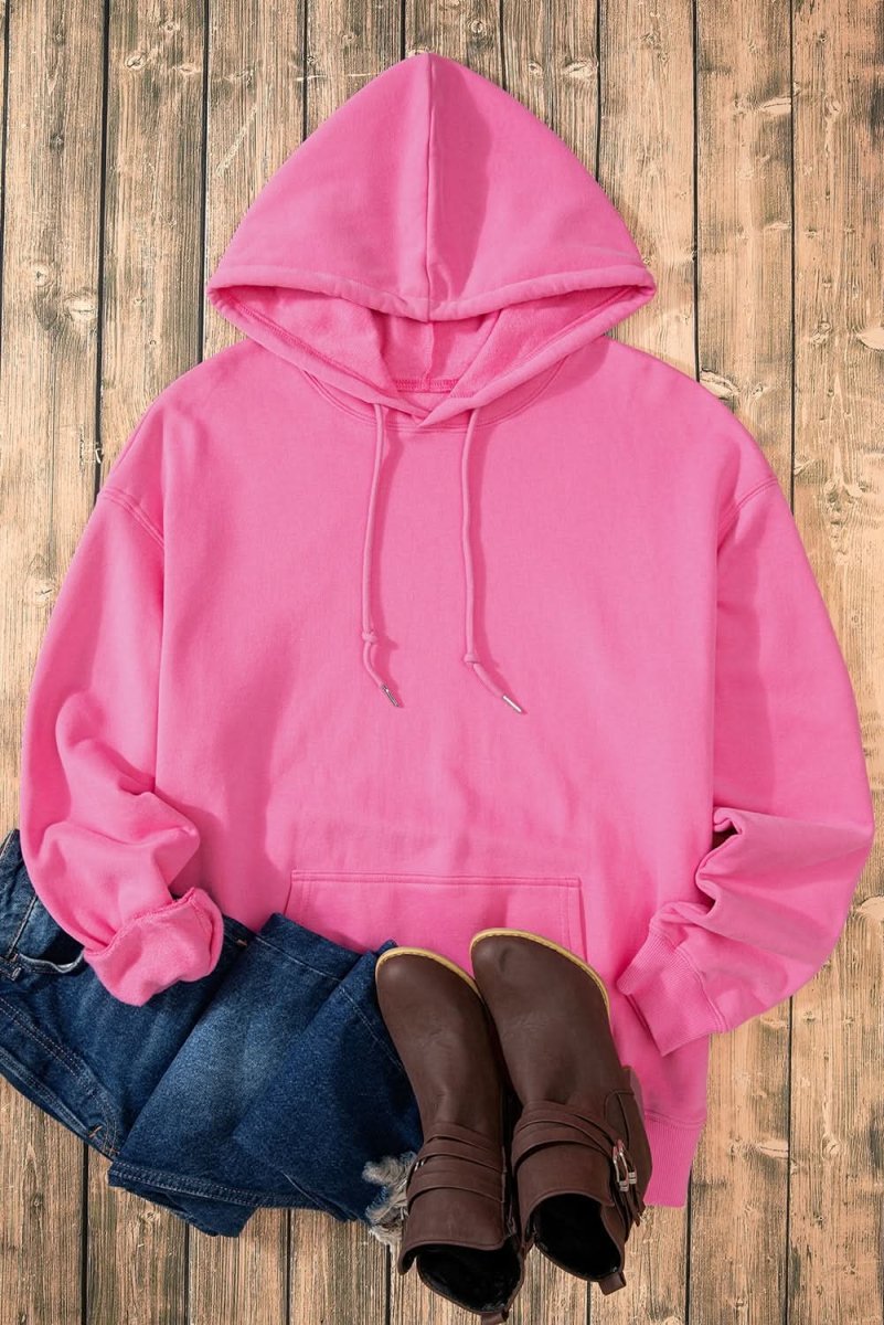Bonbon Fleece Lined Kangaroo Pocket Drawstring Chunky Hoodie - Love Salve 