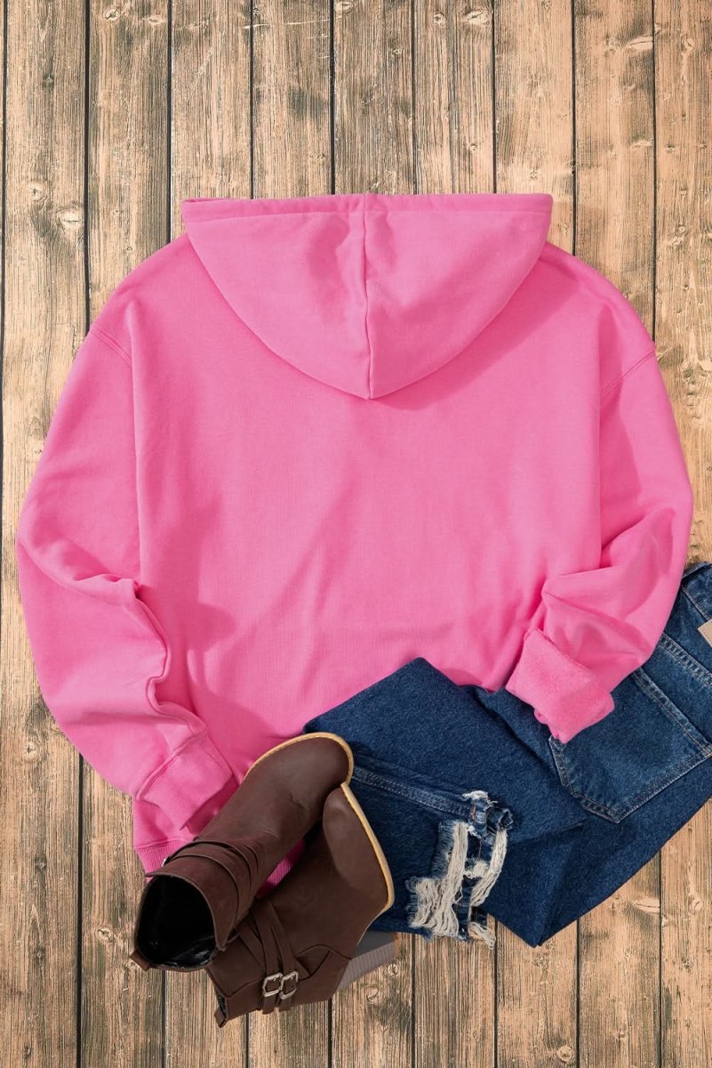 Bonbon Fleece Lined Kangaroo Pocket Drawstring Chunky Hoodie - Love Salve 