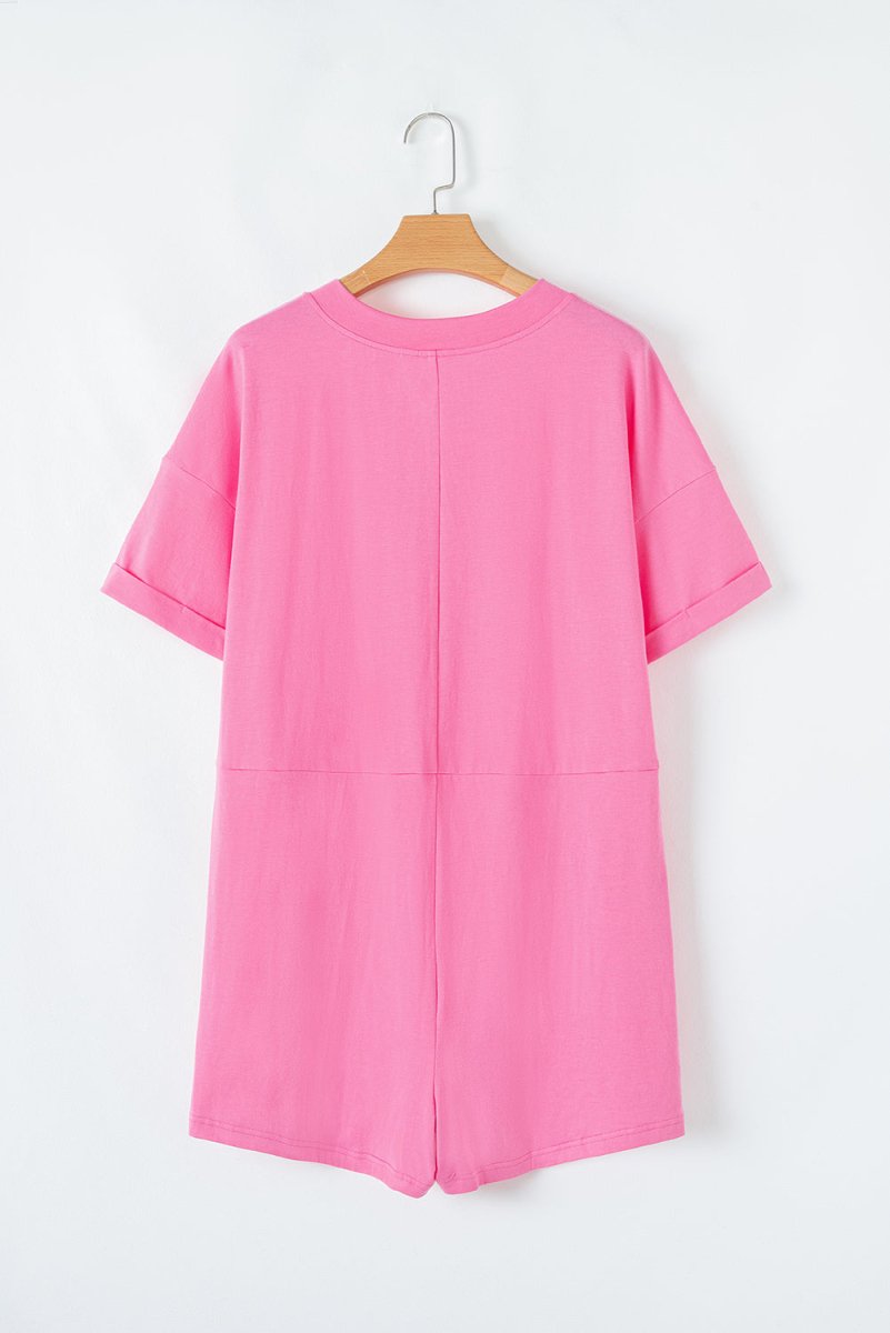 Bonbon Loose Half Sleeve V Neck Knit Romper for Women - Love Salve