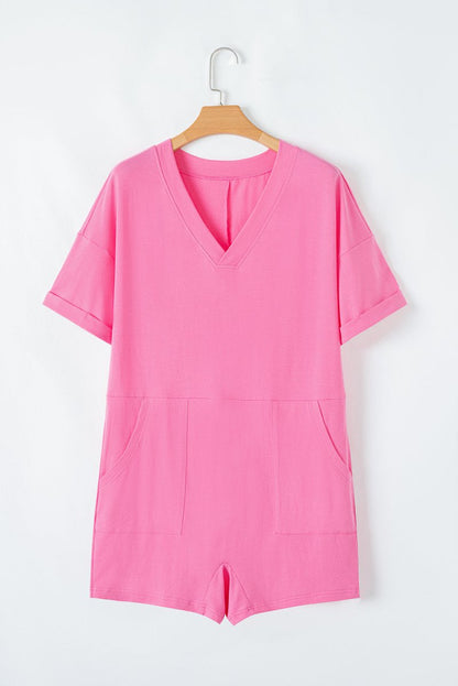 Bonbon Loose Half Sleeve V Neck Knit Romper for Women - Love Salve