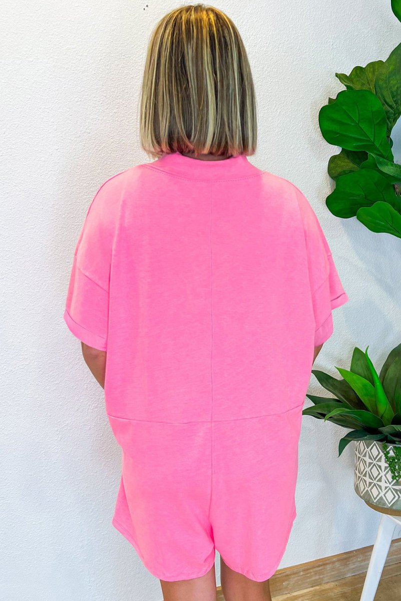 Bonbon Loose Half Sleeve V Neck Knit Romper for Women - Love Salve