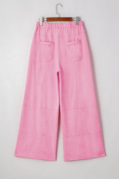 Bonbon Mineral Wash Exposed Seam Drawstring High Waist Cargo Pants - Love Salve