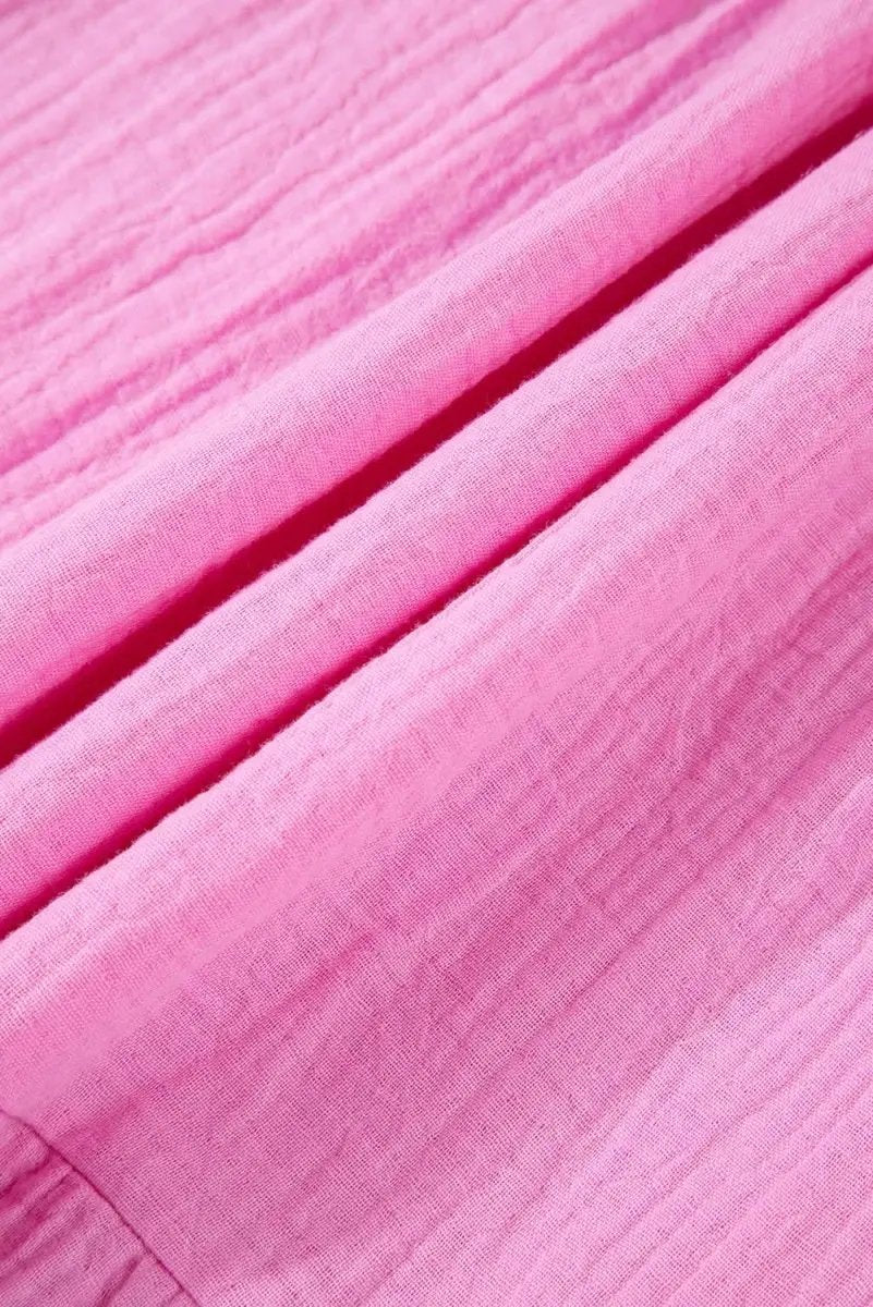 Bonbon Solid Collared V Neck Tiered Loose Fit Midi Dress - Love Salve 