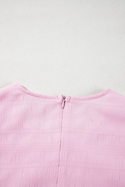 Bonbon Textured Bubble Sleeve High Waist Mini Dress for Women - Love Salve 