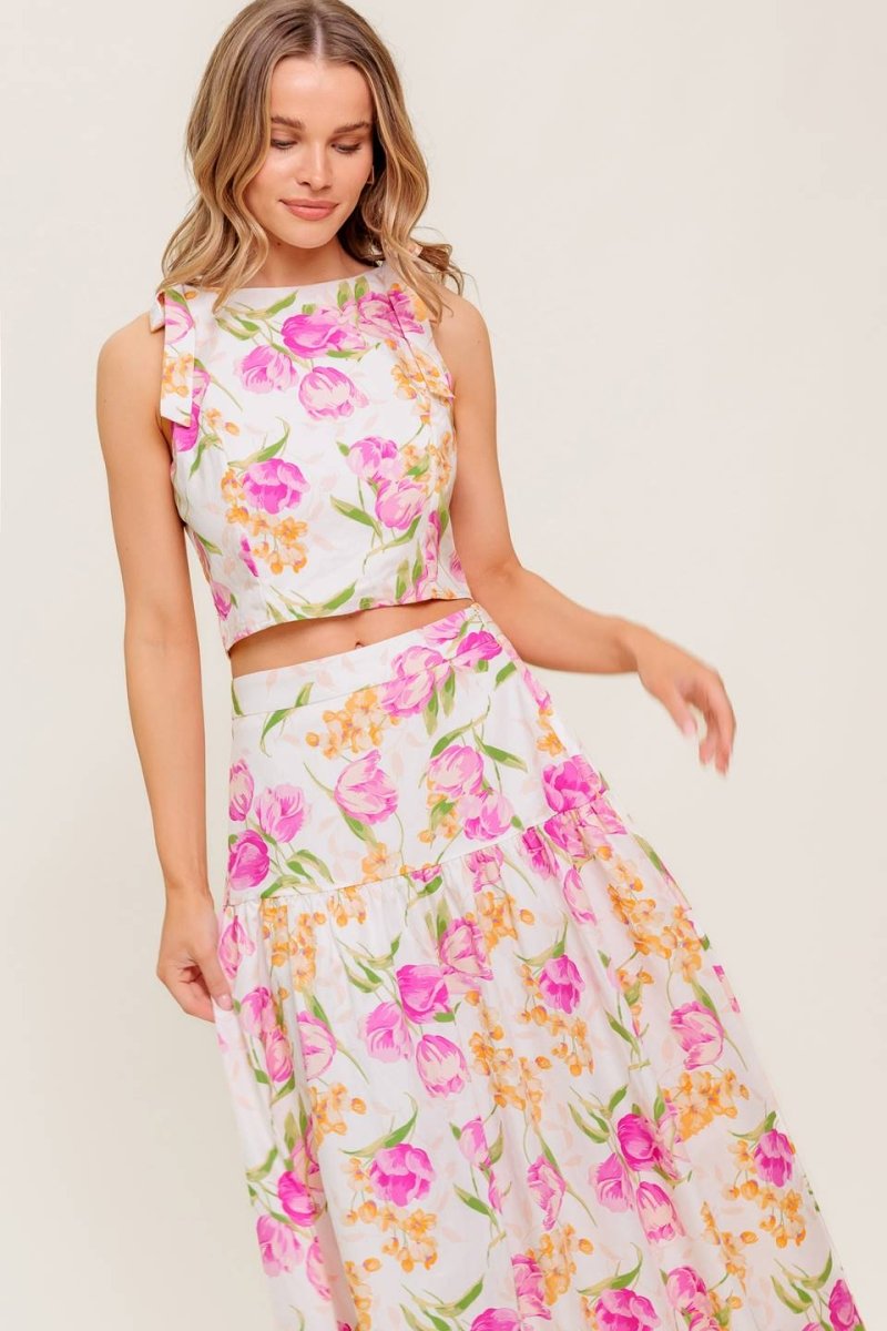 BOTANICAL BLISS WOVEN TOP AND SKIRT SET - Love Salve