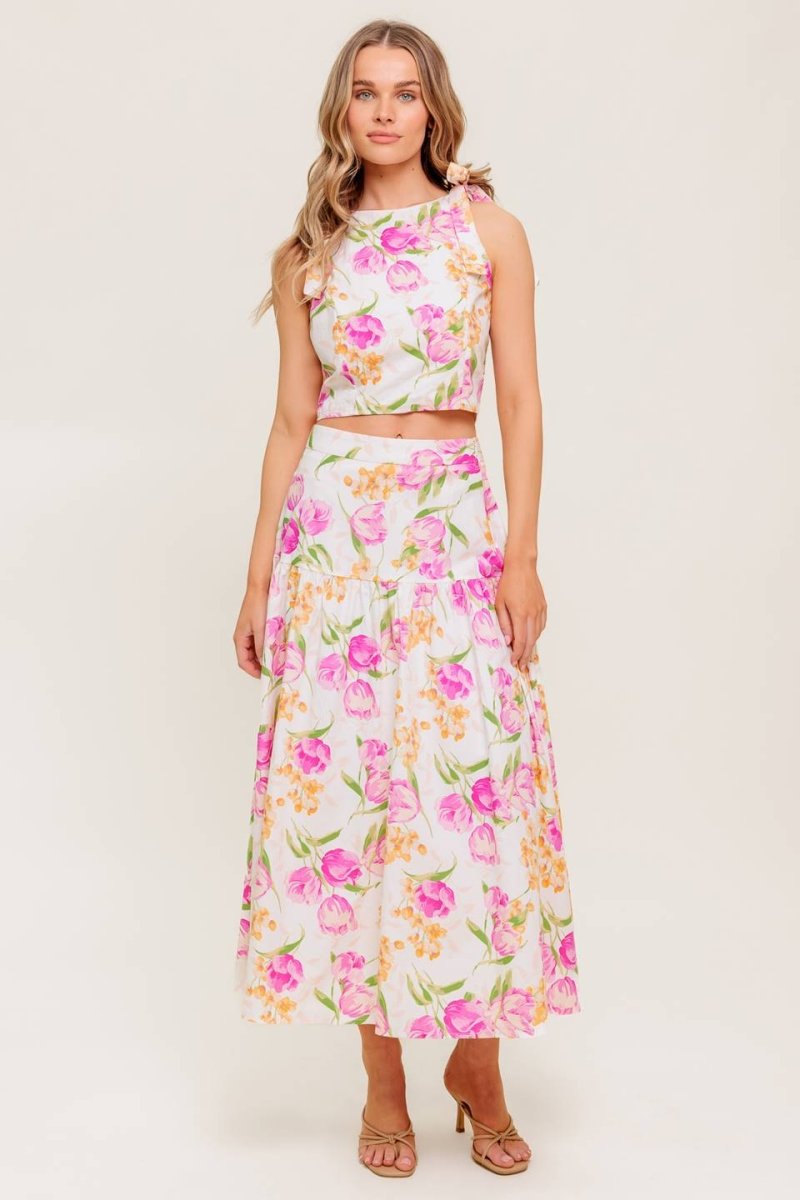 BOTANICAL BLISS WOVEN TOP AND SKIRT SET - Love Salve