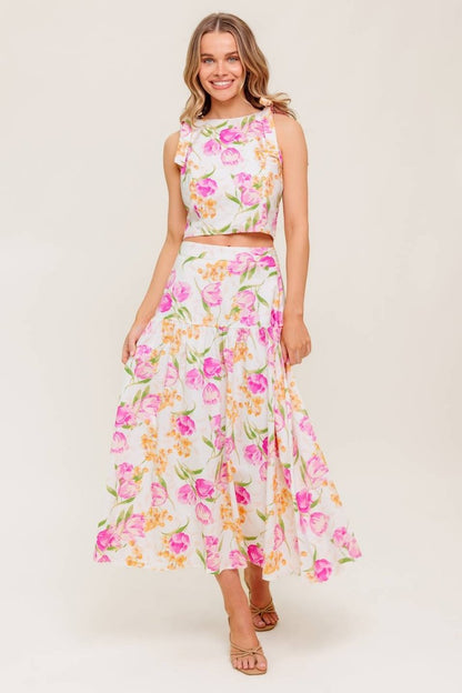 BOTANICAL BLISS WOVEN TOP AND SKIRT SET - Love Salve