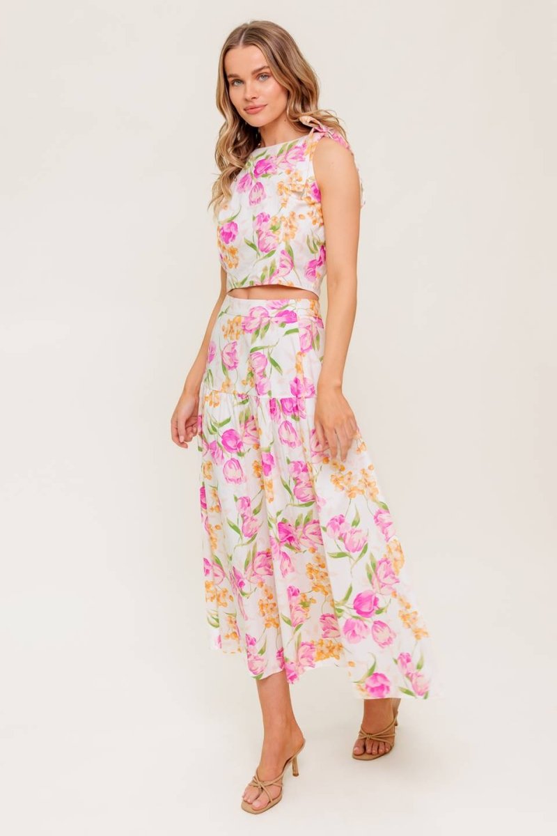 BOTANICAL BLISS WOVEN TOP AND SKIRT SET - Love Salve