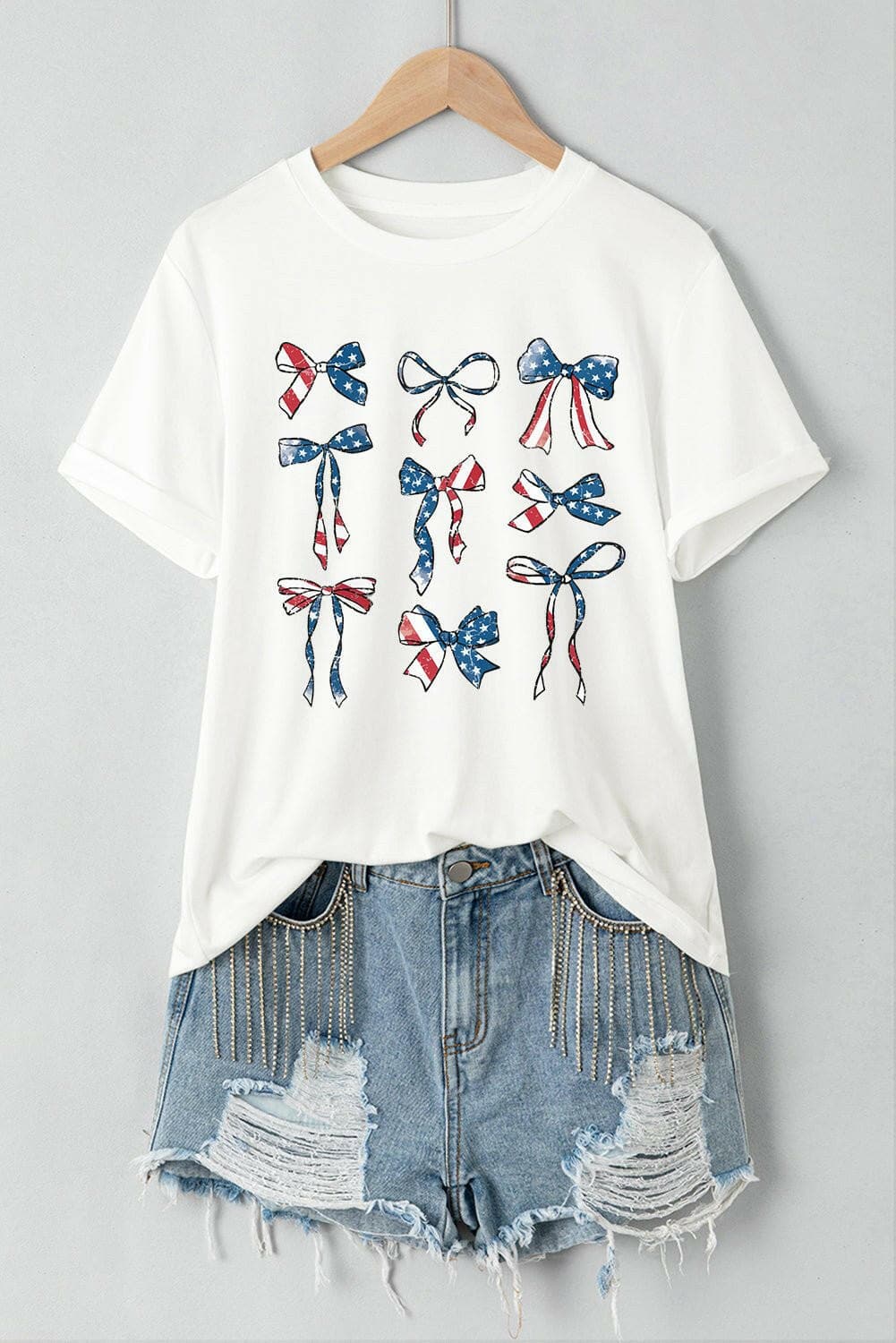 Bow Round Neck Short Sleeve T-Shirt - Love Salve