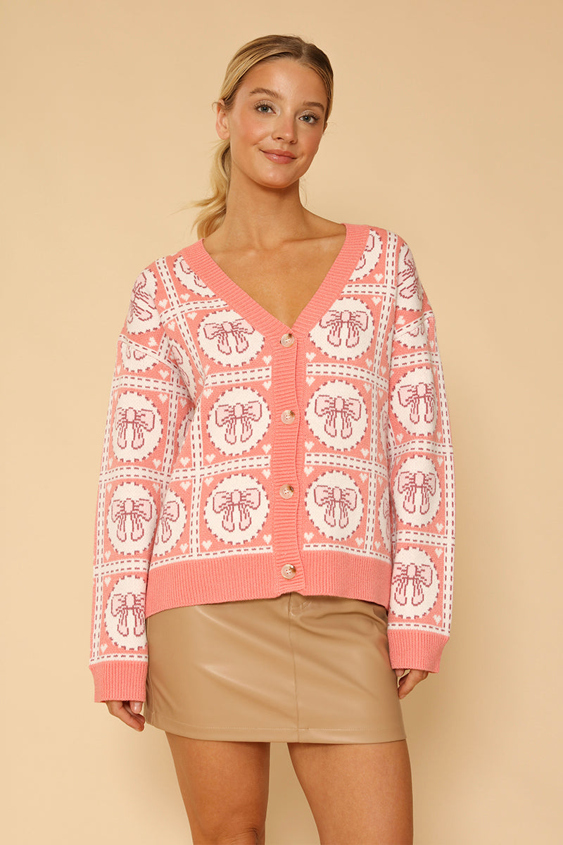Tiled Bow Cardigan Miss Sparkling