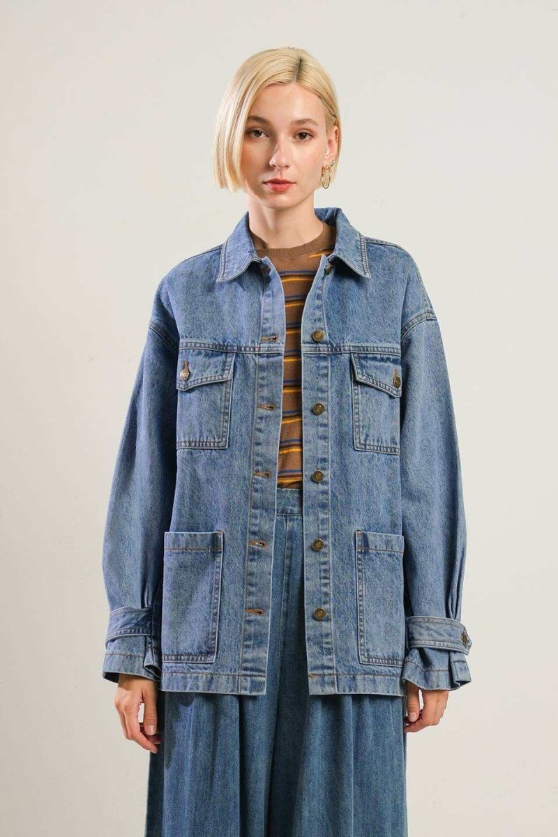 BREATHTAKING CHARM DENIM MIDI JACKET - Love Salve