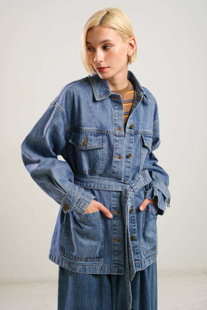 BREATHTAKING CHARM DENIM MIDI JACKET - Love Salve