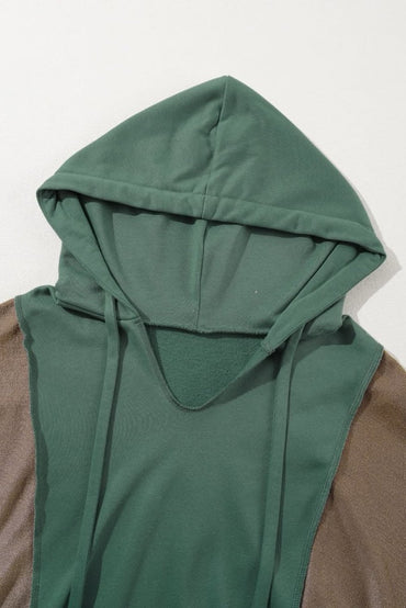 Breen Plus Size Colorblock Patchwork V Neck Hoodie - Love Salve
