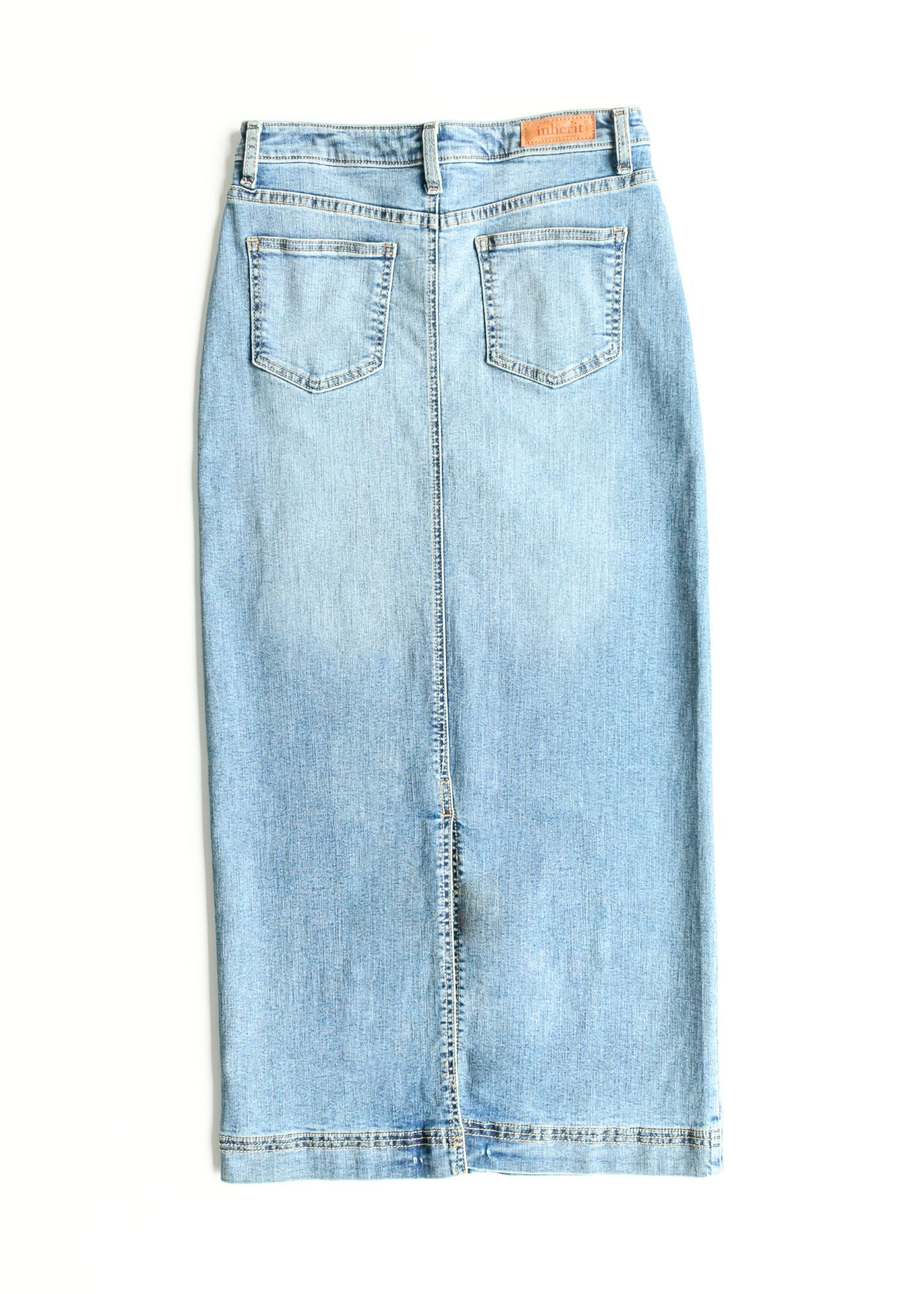 Bria Light Wash Denim Maxi Skirt Inherit Co.