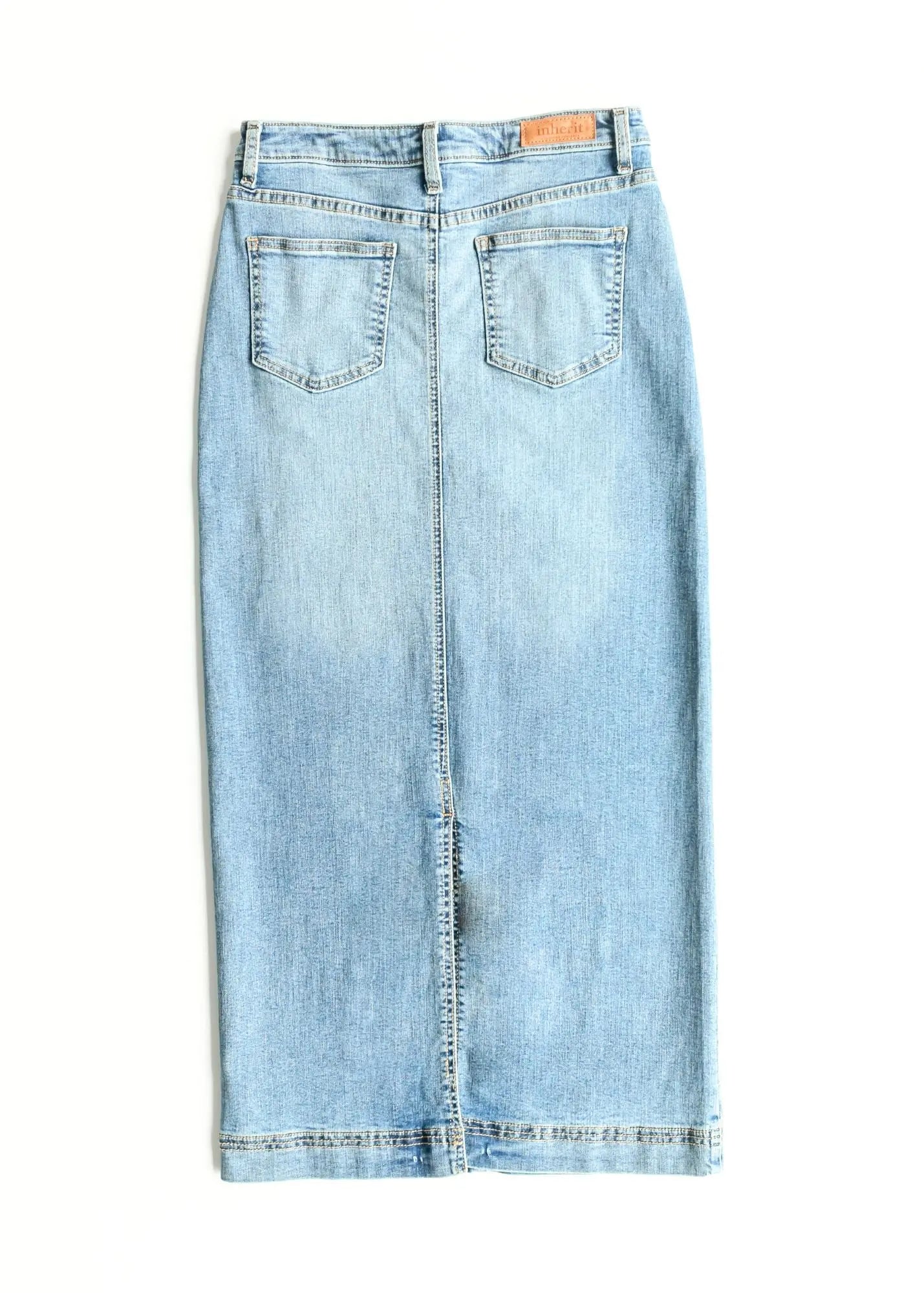 Bria Light Wash Denim Maxi Skirt Inherit Co.