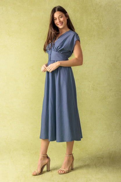 BRIGHT MORNINGS WOVEN MIDI DRESS - Love Salve