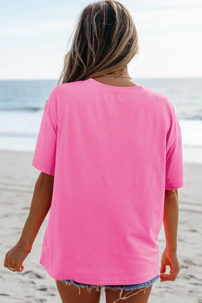 Bright Pink MAMA Letter Graphic Neon T Shirt for Moms - Love Salve 