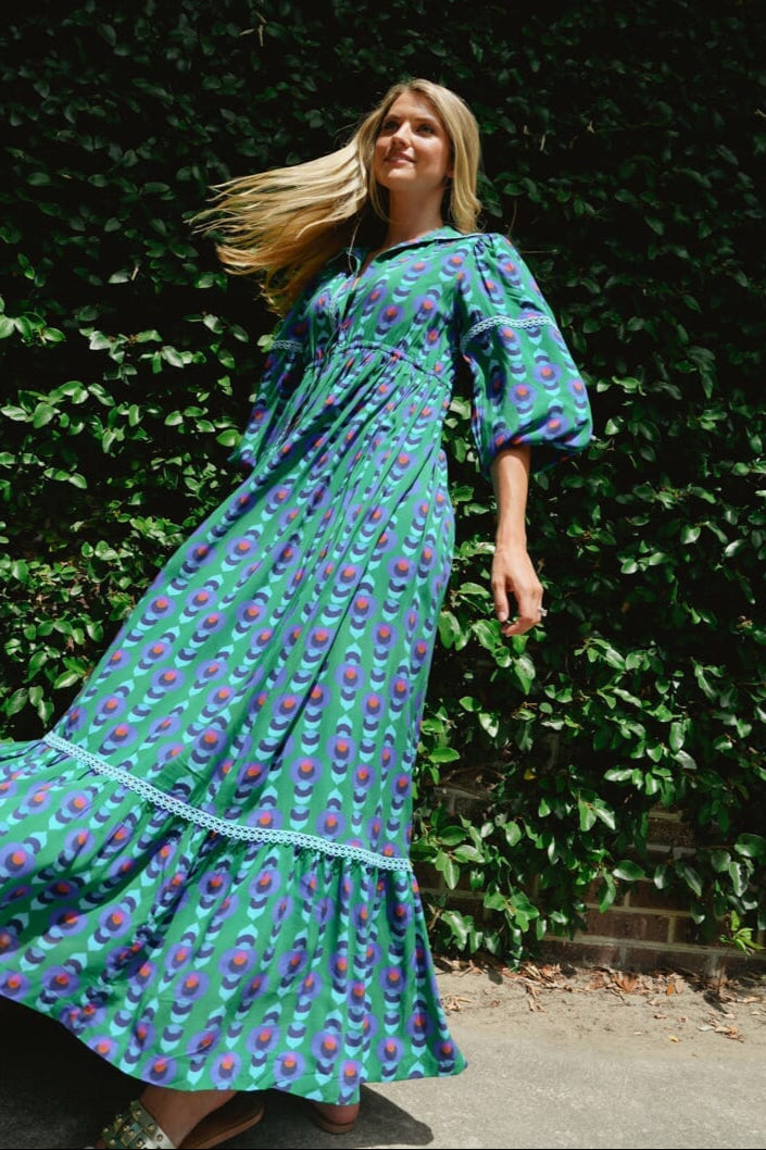 Alexi Maxi Dress- Winter Cobalt Green - Product side view Dresses by Briton Court