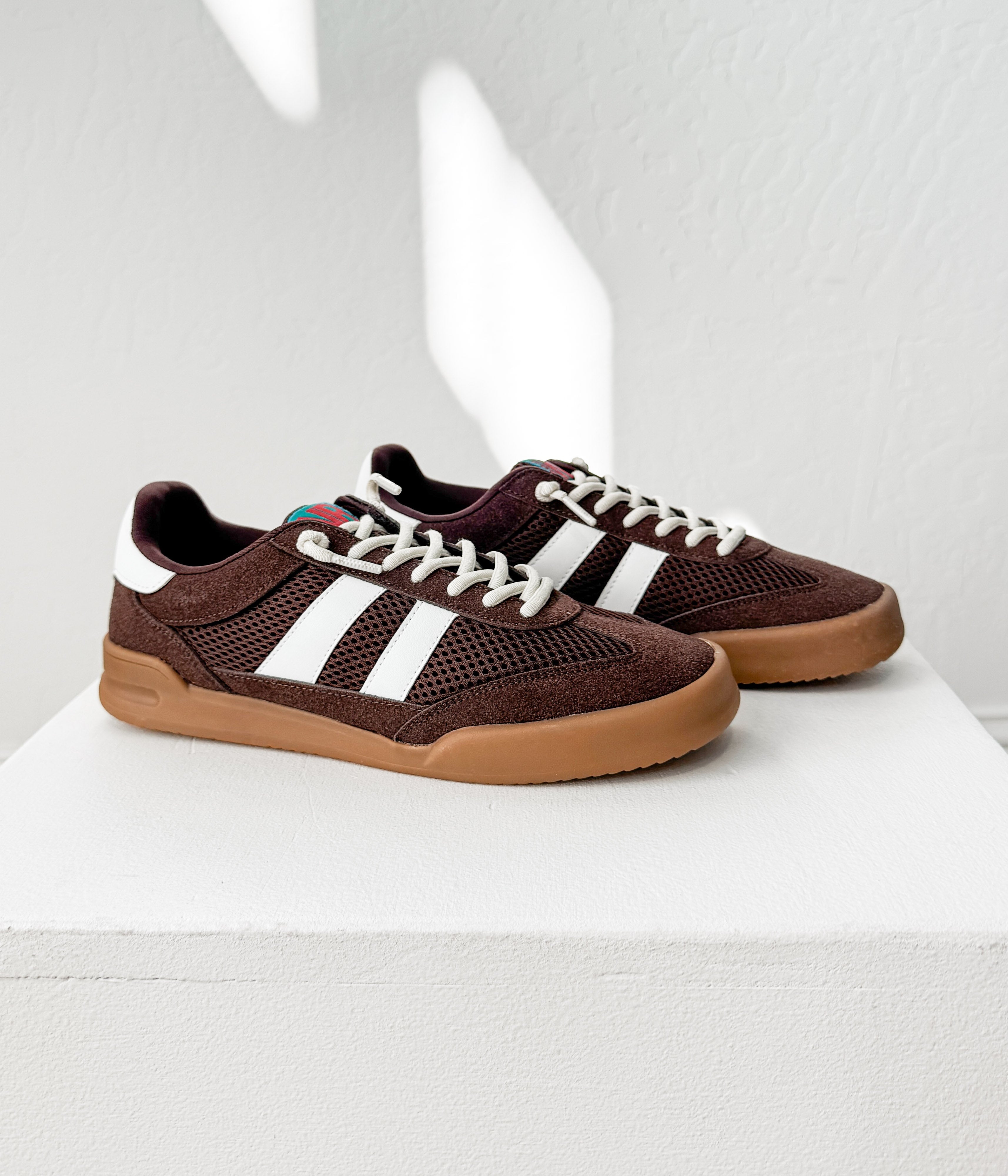 Brita Sneaker Brown Sage Faux Suede Mesh Breathable Comfort Naughty Monkey