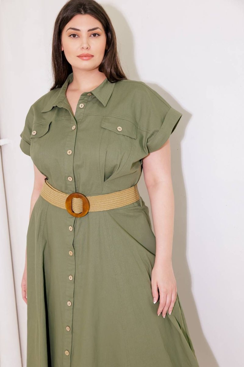 BUILD MY EMPIRE OLIVE WOVEN MIDI DRESS - Love Salve