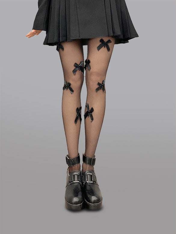 Butterfly Bow Black Tights - Love Salve