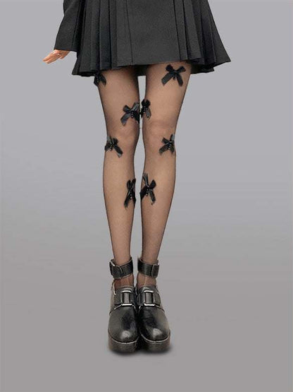 Butterfly Bow Black Tights - Love Salve
