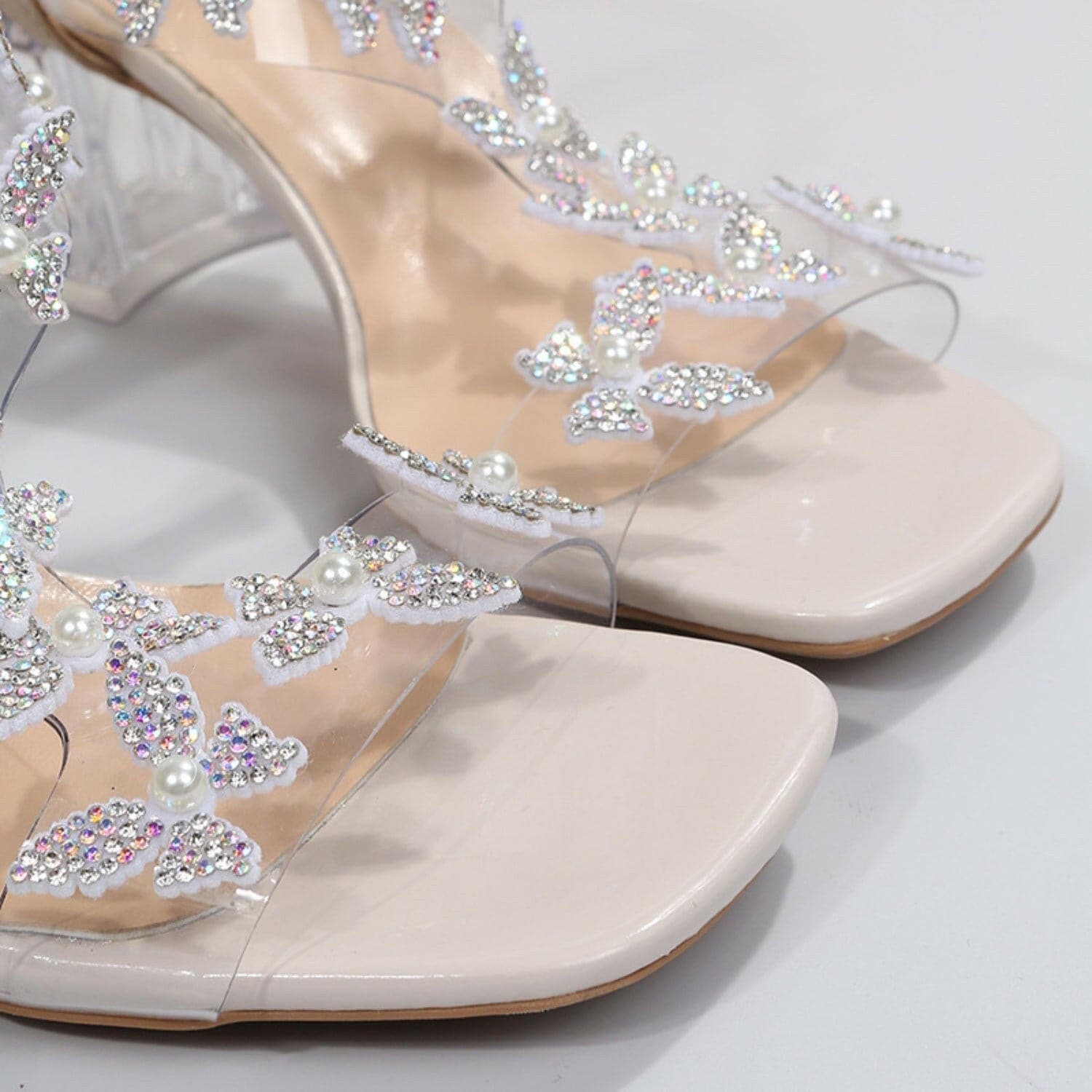 Butterfly Detail Open Toe Mid Heel Sandals - Love Salve