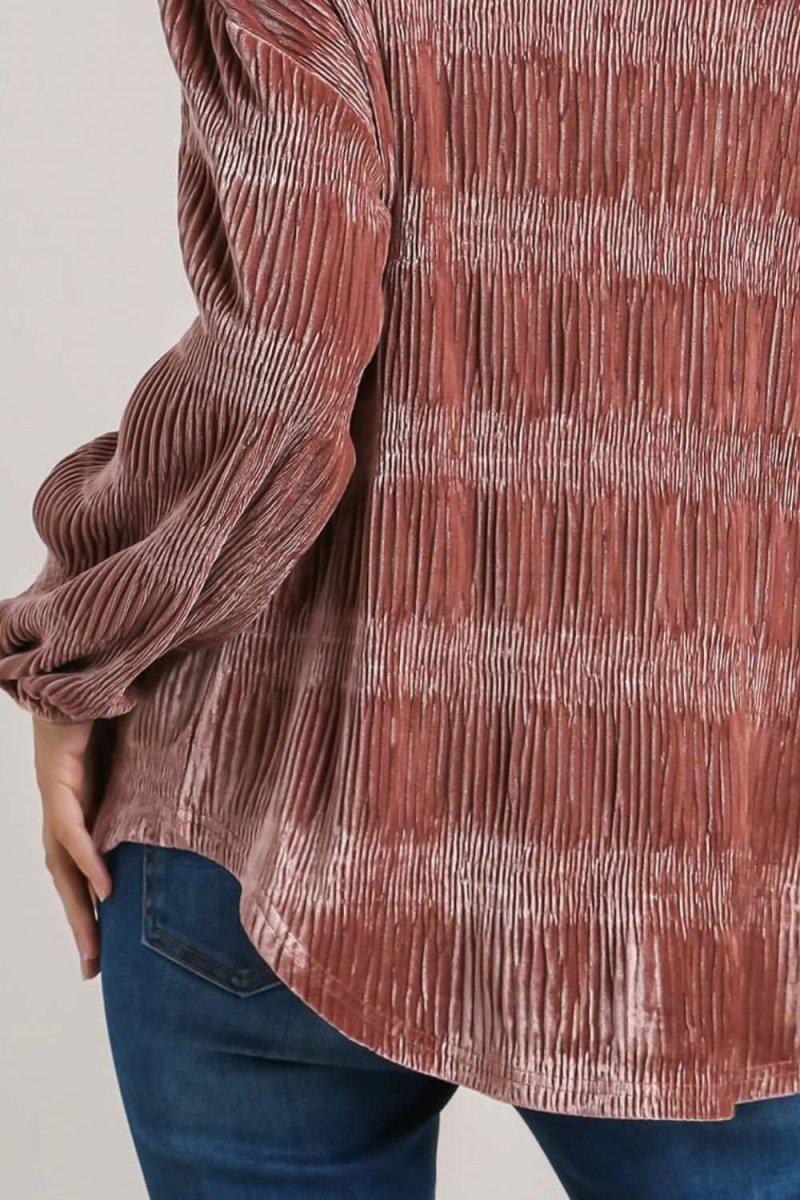 Button-Up Ruched Tiered Blouse - Love Salve 