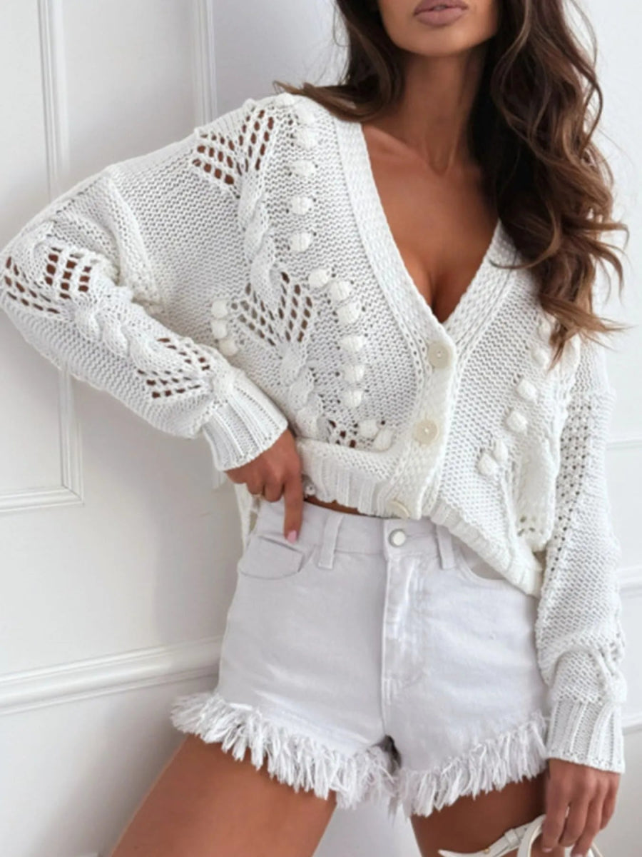 Button Up V - Neck Cardigan - Love Salve