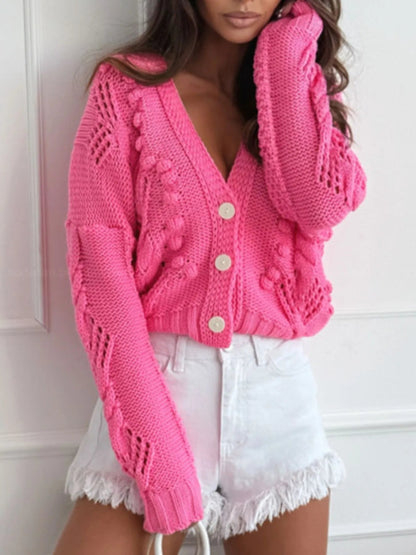 Button Up V - Neck Cardigan - Love Salve