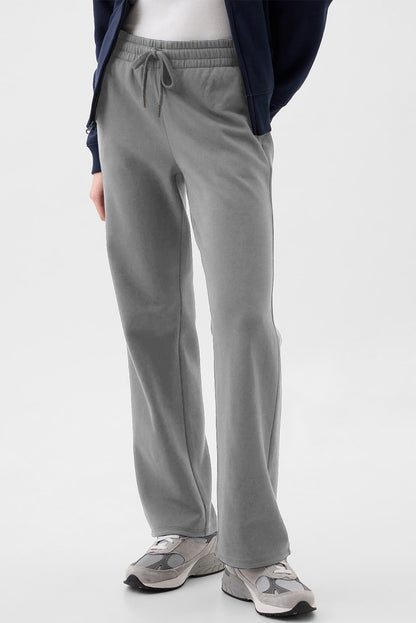 Light grey fleece pants with drawstring