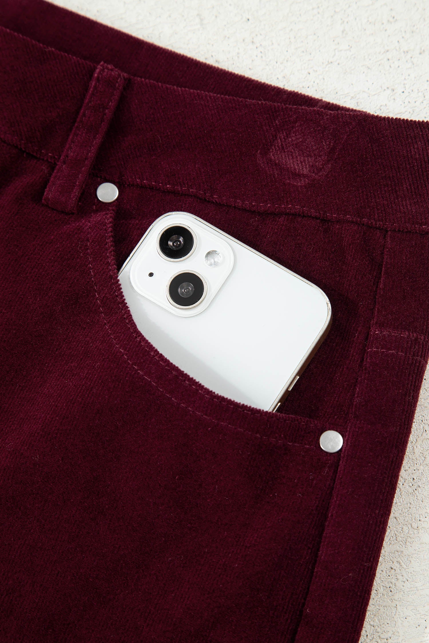 Burgundy Corduroy High Waist Wide Leg Pants for Women Dear-Lover Dropshipping